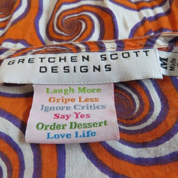 GRETCHEN SCOTT DESIGNS Abstract Geometric Retro Cotton Long Tunic Top - Size M - Picture 14 of 15